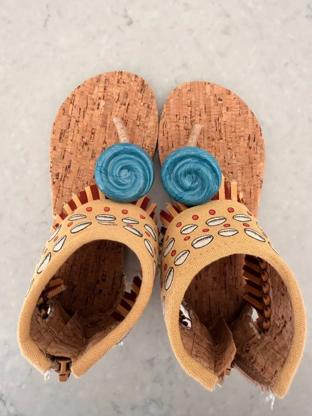 Disney Moana Inspired Toddler Sandals Cork Flip Flops Girls Size 8/9 Tropical